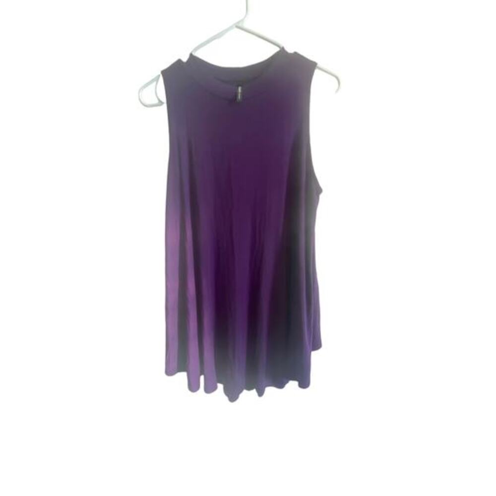 12 AMI Basic Solid Long Flowy Tank Top Tunic Dark Purple Size Medium